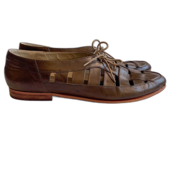 Vintage 70s/80s Olive Green Lattice Oxfords - Picture 3 of 6